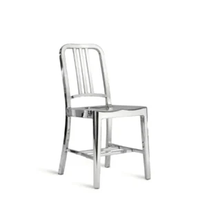 Navy Chair Polished with Black Seat Pad