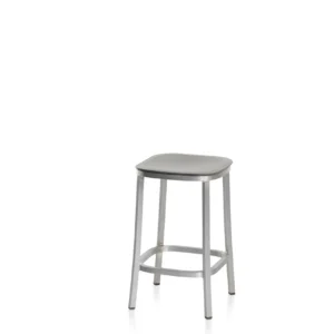1 inch 24" Stool with Light Grey Plastic Seat