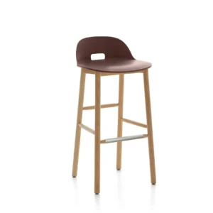 ALFI Low Back Barstool, Dark Brown/Ash