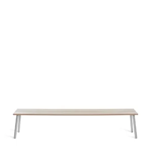 Run 4-Seater Bench, Silver Legs with Ash Top