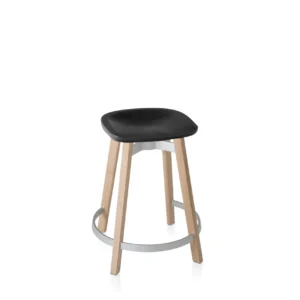 SU Bar Stool Wood Legs/ Flint Plastic Seat*